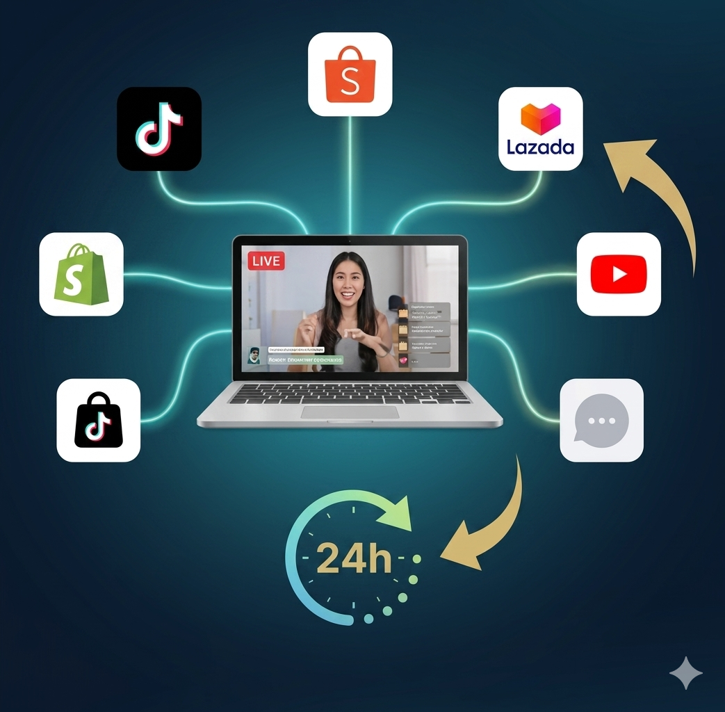 7live replicando uma live para varias plataformas e contas